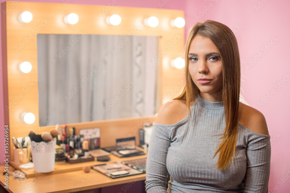 Portrait of beautiful young woman in beauty salon. Portrait of beautiful young woman in beauty salon.