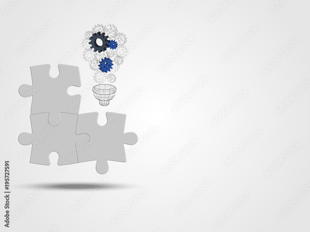 Pieces of jigsaw with the gear lightbulb represent thinking of new idea and innovation. Technology Background. Abstract background made from puzzle pieces. Concept of engineering and innovation. Pieces of jigsaw with the gear lightbulb represent thinking of new idea and innovation. Technology Background. Abstract background made from puzzle pieces. Concept of engineering and innovation.