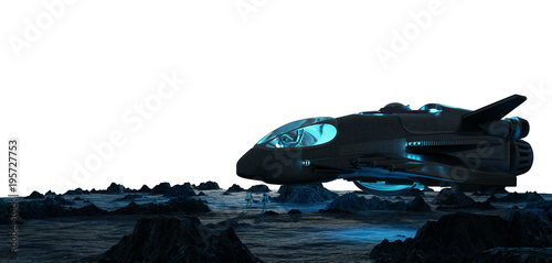 Fototapeta Naklejka Na Ścianę i Meble -  Astronauts exploring an asteroid 3D rendering