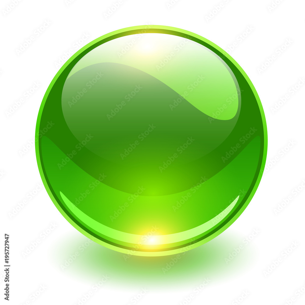 Glass sphere, green vector ball.