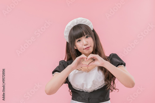 黒メイドコスプレ ハート