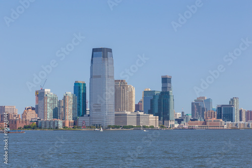 Panoramic view of New Jersey city skyline.