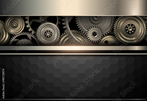 Elegant background, gold and black with gears inside