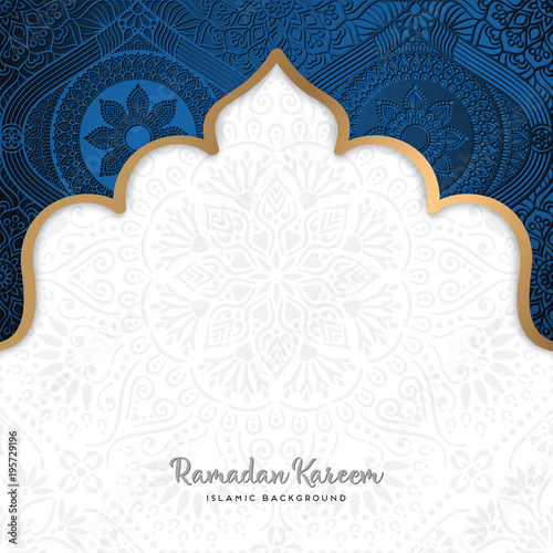 beautiful ramadan kareem greeting card design with mandala art