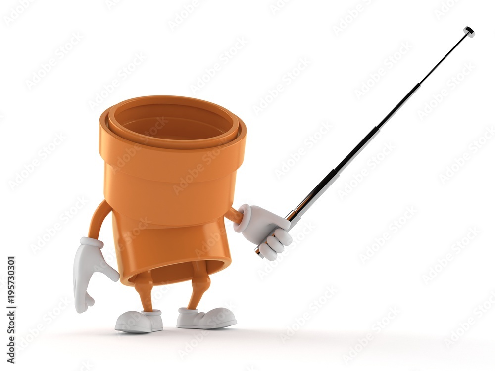 Fototapeta premium Pipe character aiming with pointer stick