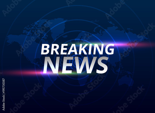 breaking news banner background with world map