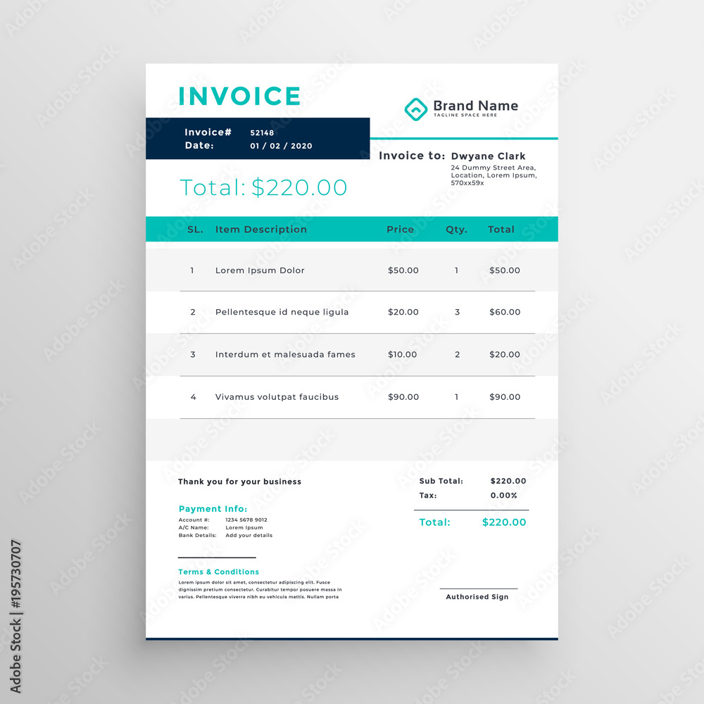 modern invoice template design for your business