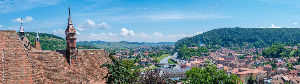 Panorama of Sighisoara viewed from the Clock Tower