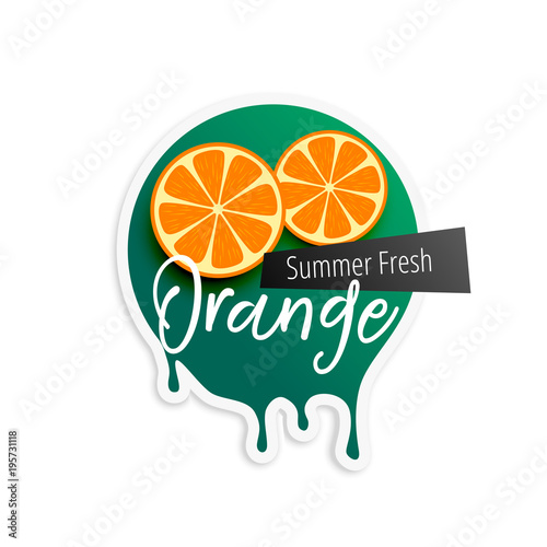 orange fruit label for summer season