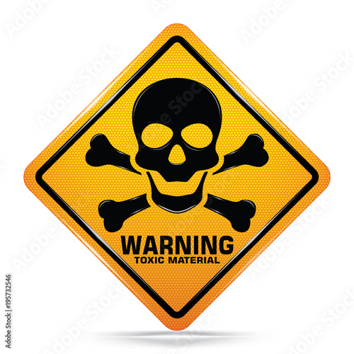 International Toxic Hazard Symbol, Yellow Warning Dangerous icon on white background, Attracting attention Security First sign, Idea for graphic, web design, Vector, EPS10.