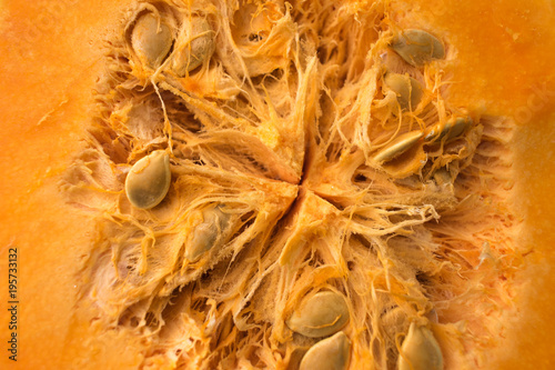 Cut sliced pumpkin close-up