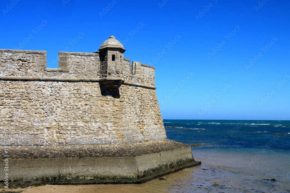 Fortress of San Sebastian on the shores of the ancient maritime city of Cadiz.