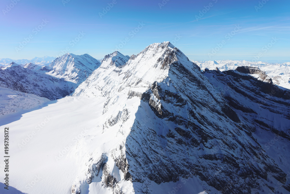 Jungfrau Mountain peak at winter Swiss Alps
