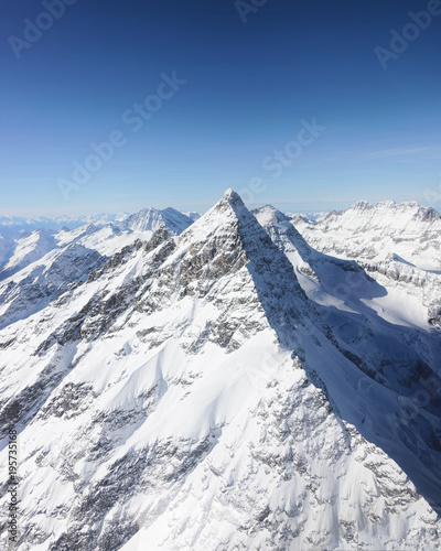 Jungfrau Mountain peak in winter Swiss Alps