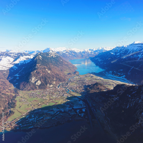 Bernese Apline city of Interlaken at winter Swiss Alps