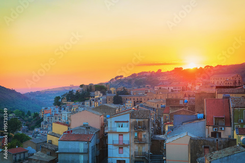 Beautiful sunset at Piazza Armerina old town Sicily © Roman Babakin