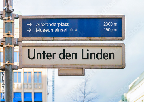 Unter den Linden Street direction plate in Berlin
