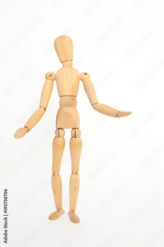 A wooden mannequin offers hugs. On a white background. A wooden mannequin offers hugs. On a white background.