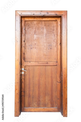 Simple wooden door isolated on white