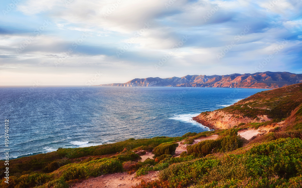 Coast of Mediterranean sea at Portoscuso Carbonia Sardinia