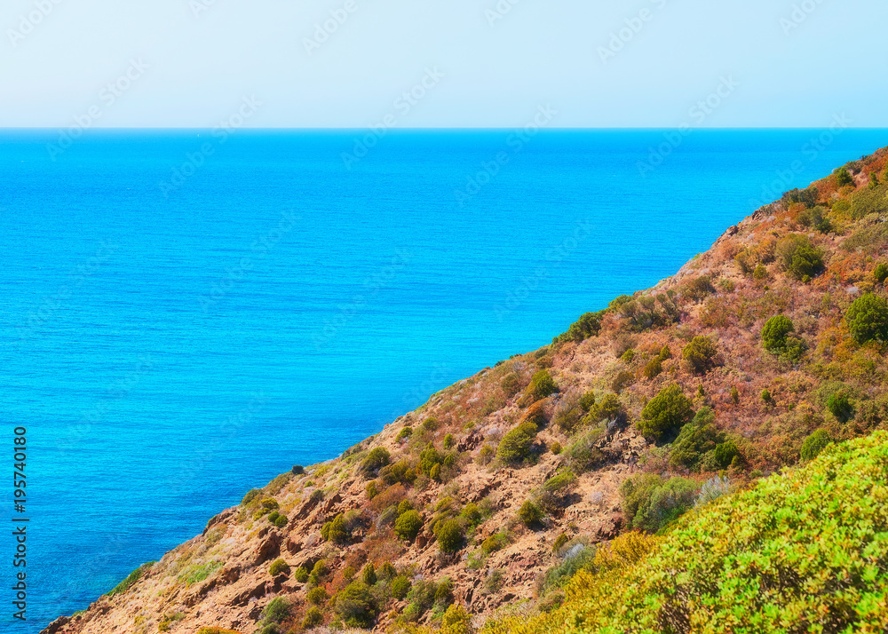 Cliff and Mediterranean sea at Buggerru Sardinia