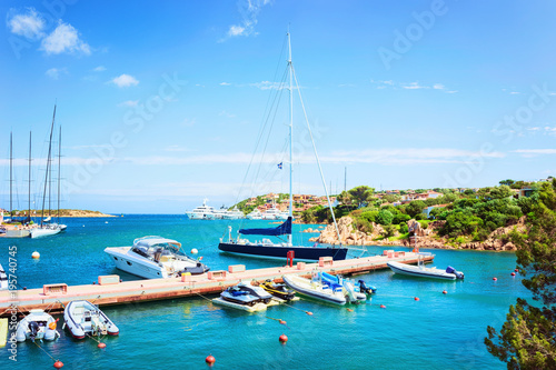 Luxury yachts in harbor at Porto Cervo Costa Smeralda Sardina