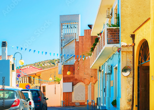 Street with old houses in Villasimius Cagliary province South Sardinia © Roman Babakin