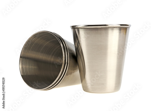 metal cups isolated on white background