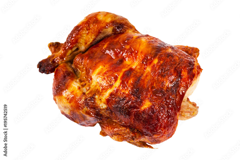 Grilled Whole Chicken Isolated on white background. Selective focus. Grilled Whole Chicken Isolated on white background. Selective focus.