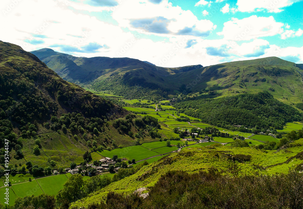 A green lush landscape in Buttermere in the Lake District