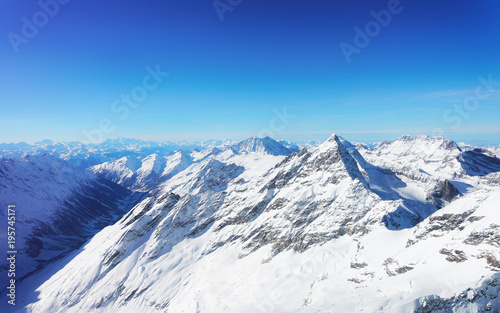 Jungfrau Mountain peak at winter Swiss Alps