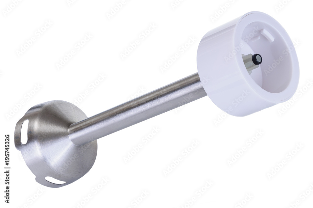 White accessory stainless stell foot for hand blender on the white background White accessory stainless stell foot for hand blender on the white background
