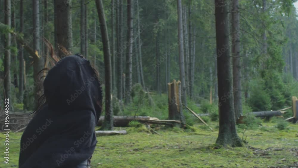 Woman running in the woods Woman running in the woods