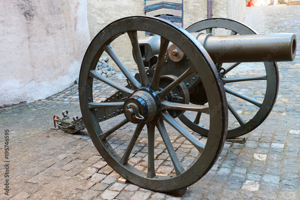 Cannon at street in Thun Castle in Switzerland