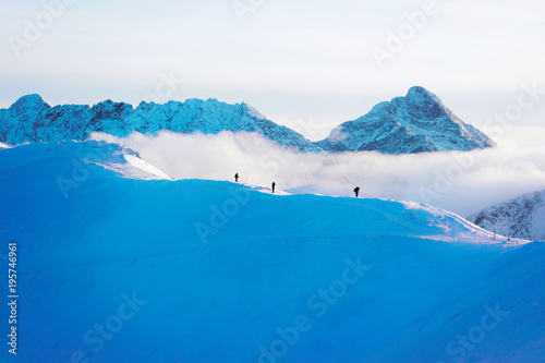 People top in Kasprowy Wierch in Zakopane in Tatras winter