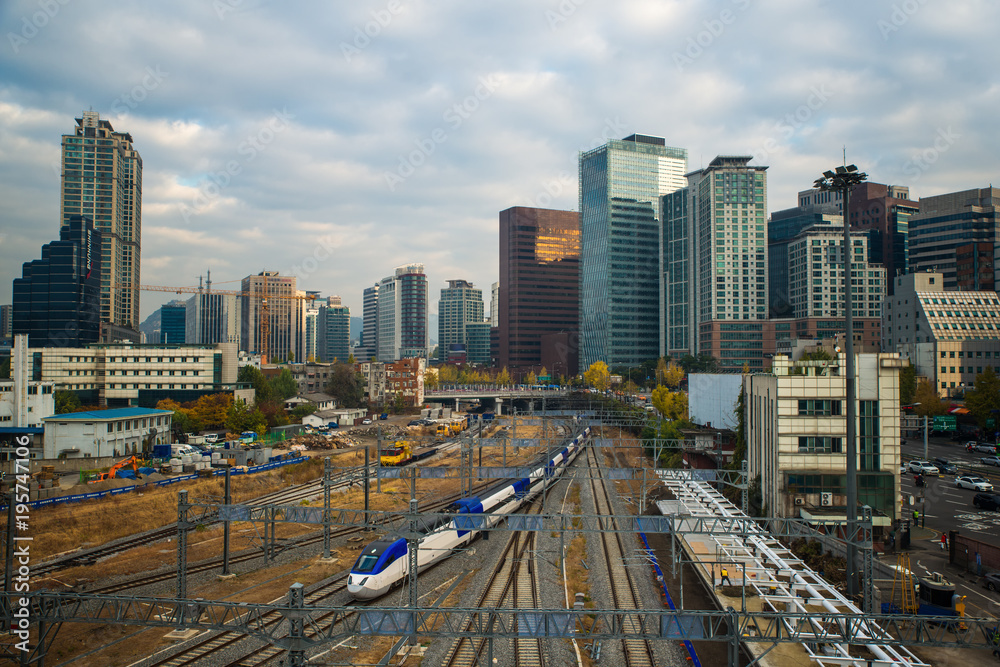 Naklejka premium Train station in seoul city