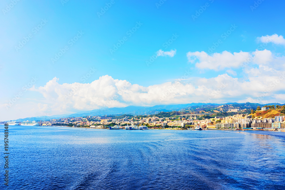 Cityscape of Messina at  Mediterranean Sea Sicily