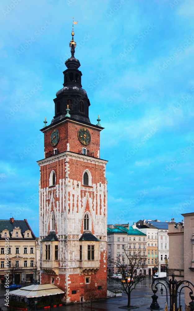 Fototapeta premium Town Hall Tower in Main Market Square Krakow