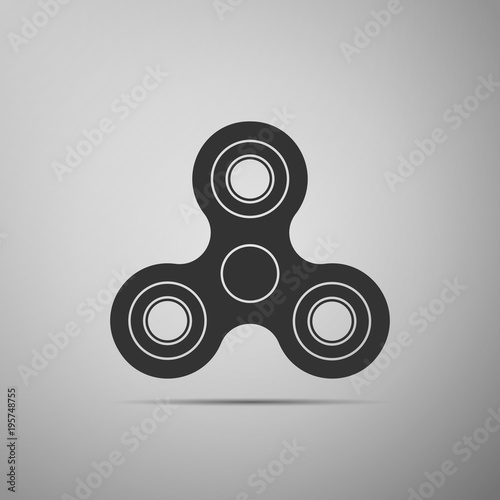 Fidget spinner icon isolated on grey background. Stress relieving toy. Trendy hand spinner. Flat design. Vector Illustration