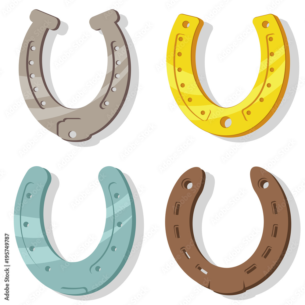 Horseshoe vector cartoon set of icons isolated on white background. Horseshoe vector cartoon set of icons isolated on white background.