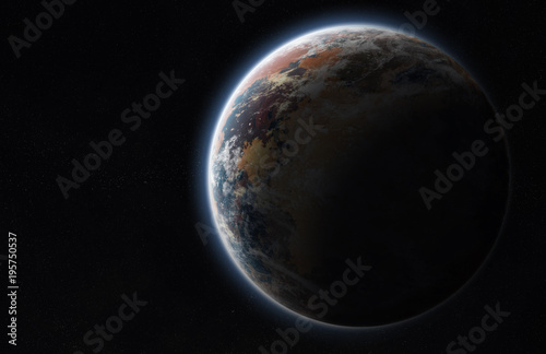 Fototapeta Naklejka Na Ścianę i Meble -  Distant planet system in space with exoplanets 3D rendering elements of this image furnished by NASA
