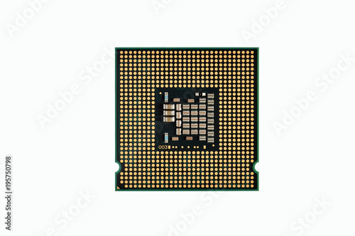 CPU (Central Processing Unit) top view microchip isolated on white background