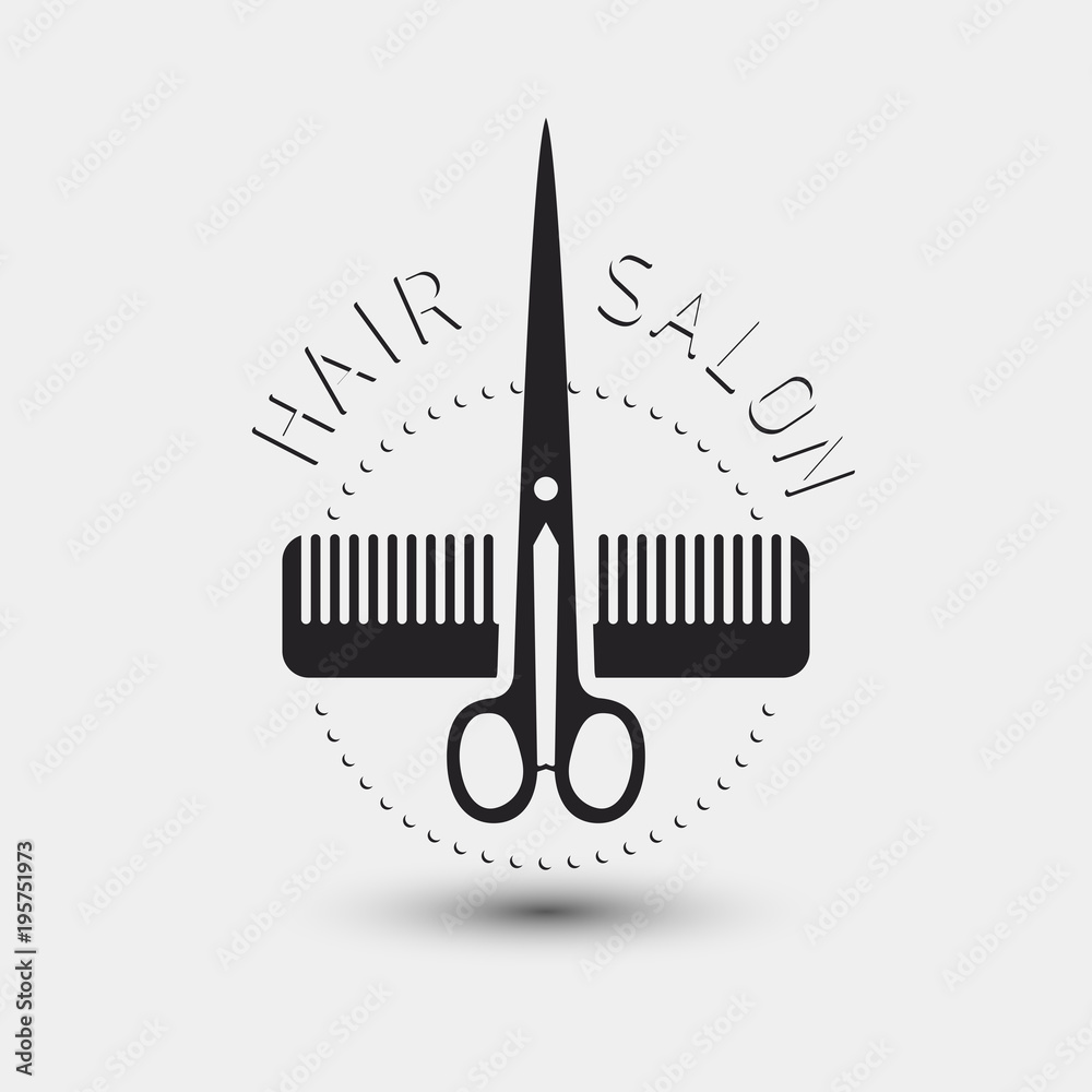 Scissors comb vector hair salon logo illustration Stock Vector Adobe