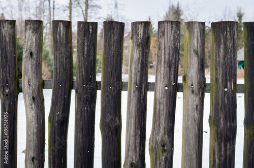 Wooden fence during winter day