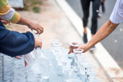 Water drinking for Marathon Service.