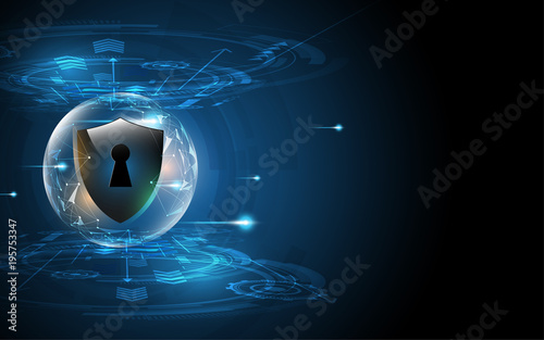 3D Protected guard shield security concept Security cyber digital Abstract technology background protect system innovation concept  vector illustration