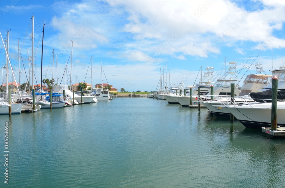 Boats moored at a marina Florida, USA