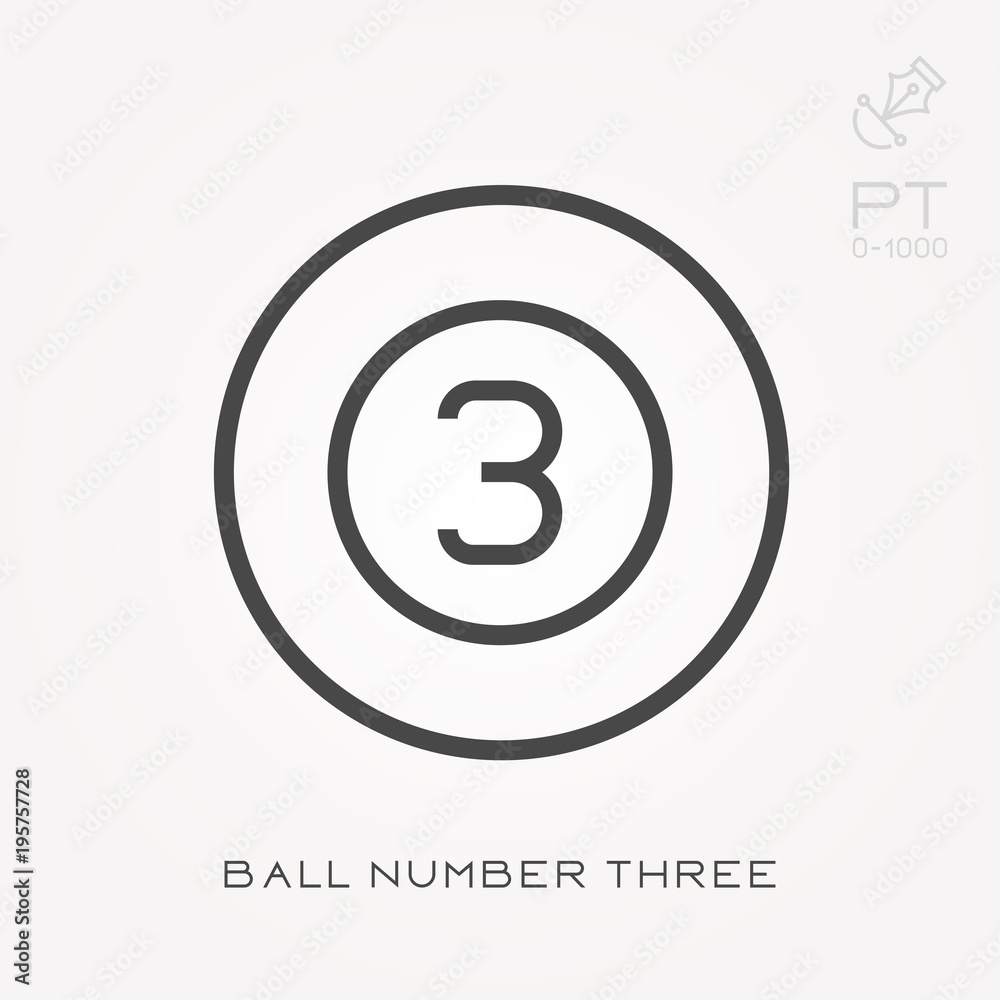 Line icon ball number three Line icon ball number three