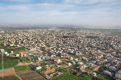 The aerial or bird view on Tira. Tira is a predominantly Arab city in the Central District of Israel photo