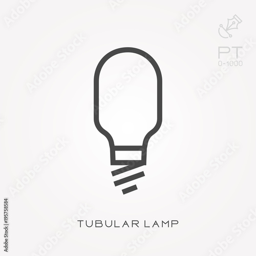 Line icon tubular lamp